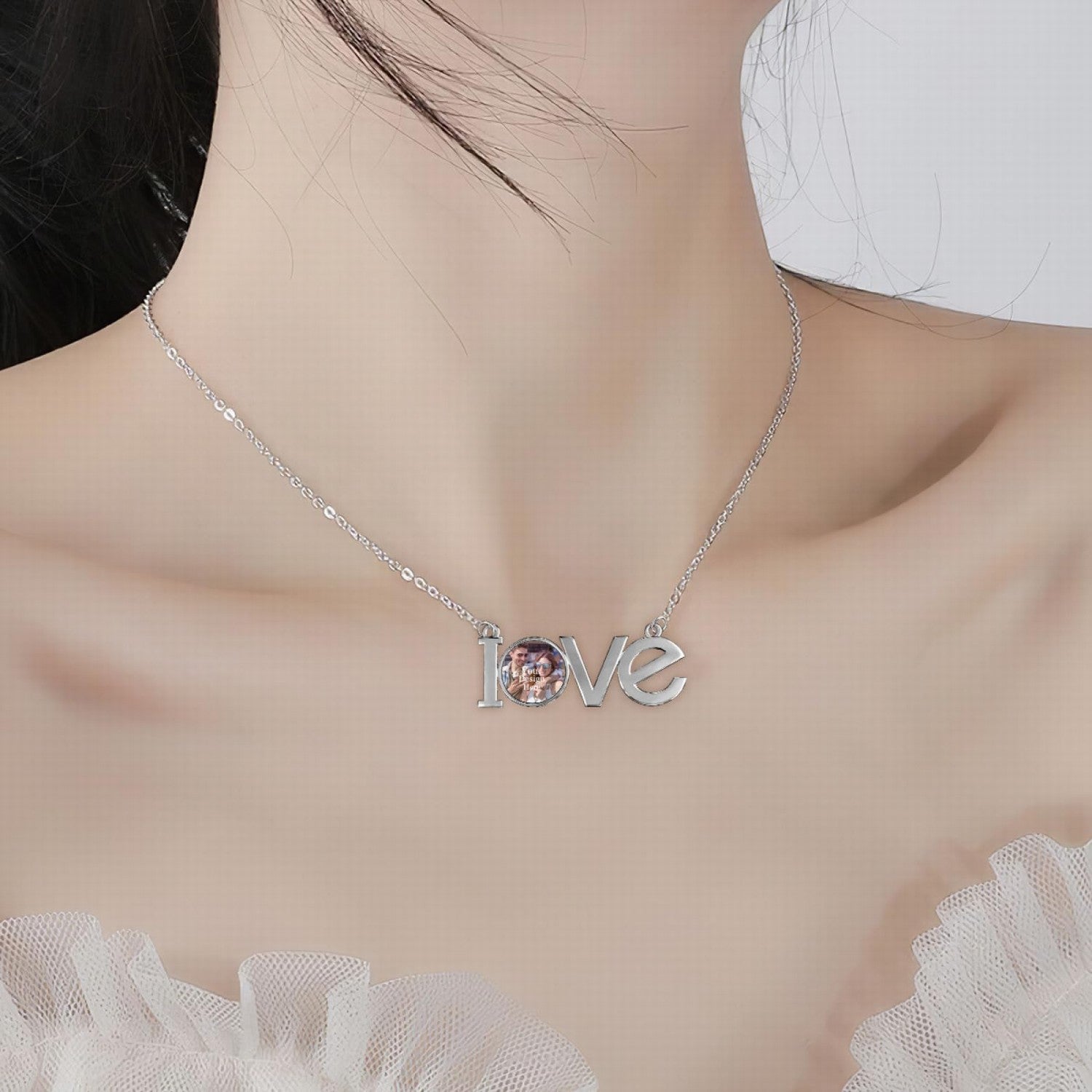 Custom Projection Photo Necklace, Personalized Necklace With Initial, Picture Necklace for Her, Hidden Image, Gift for Wife, Photo Keepsake