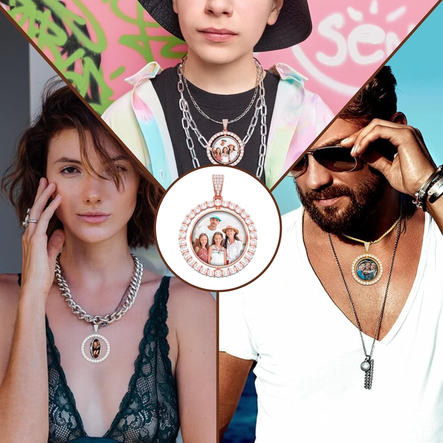 PERIMADE Horseshoe Photo Projection Necklace ? Custom Picture Inside Pendant ? Minimalist Pet Memorial Jewelry ? Trendy Best Friend Gift