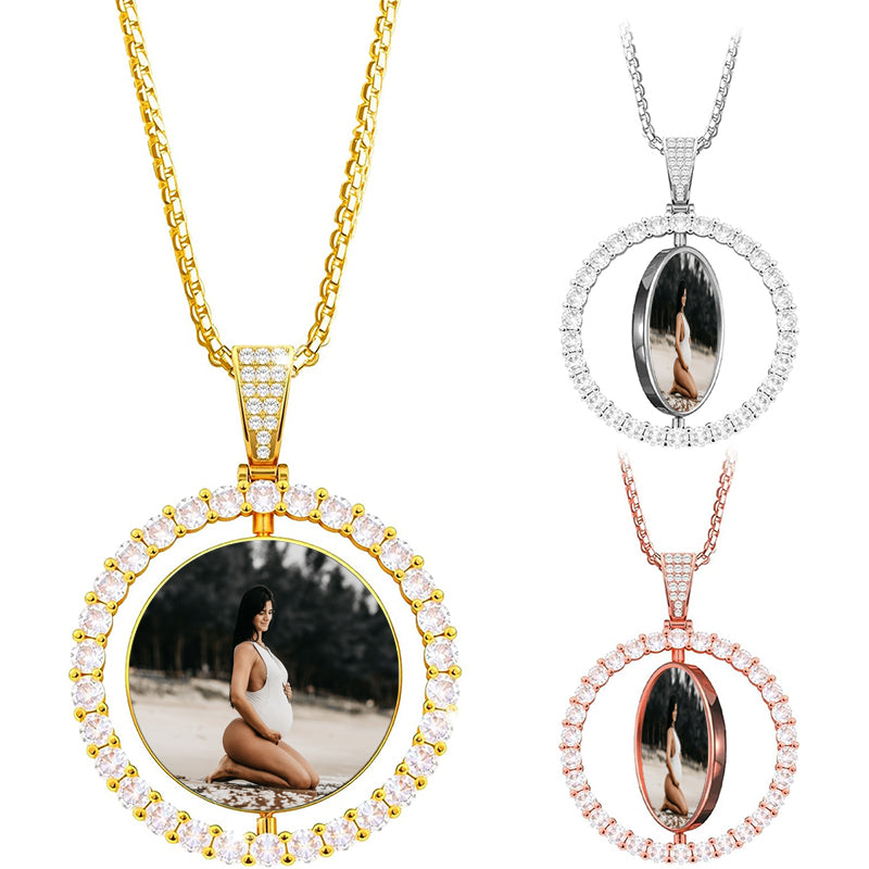 Personalized Photo and Text Necklace, Custom Eyes Pendant with Double-Sided Design, Stainless Steel Dog Tag Style, Adjustable Chain 14-24 Inches, Unisex Jewelry for Men Women