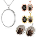 Oval w/Diamond Cut Edge Custom Photo Engraved Pendant - in Solid , , Yellow, White, Or Sterling Silver