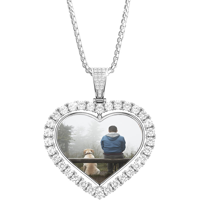 Paw Print Custom Photo Projection Necklace, Personalized Picture Necklace, Gift For Pet Lovers, Silver Necklace, Custom Charm Necklace