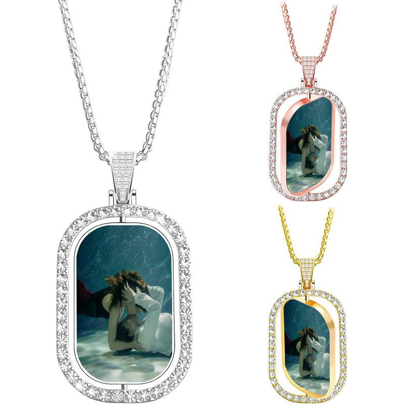 Mini Dog Tag Personalized Photo Pendant with Chain Necklace