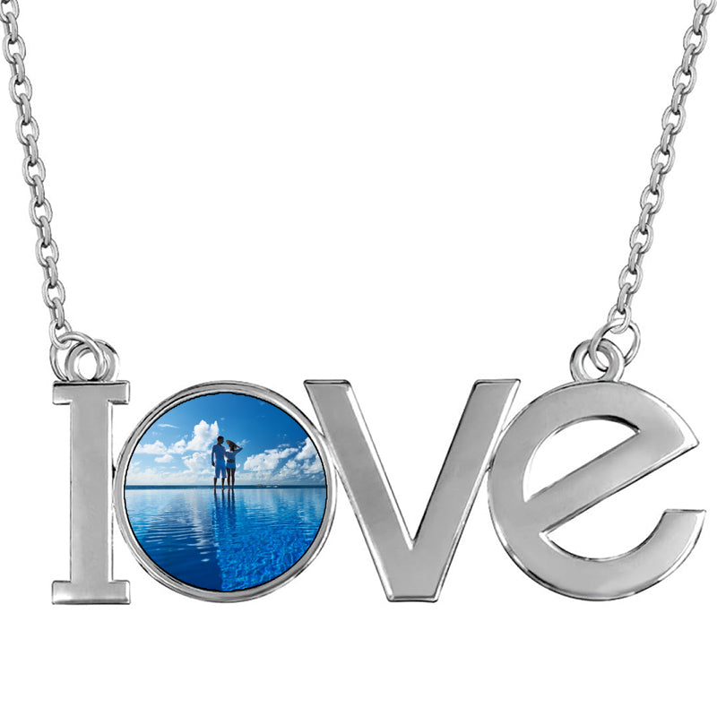 Personalized photo pendant necklace, engraved "DAD" character necklace, Father's Day gift, anniversary gift men's necklace,necklace for him