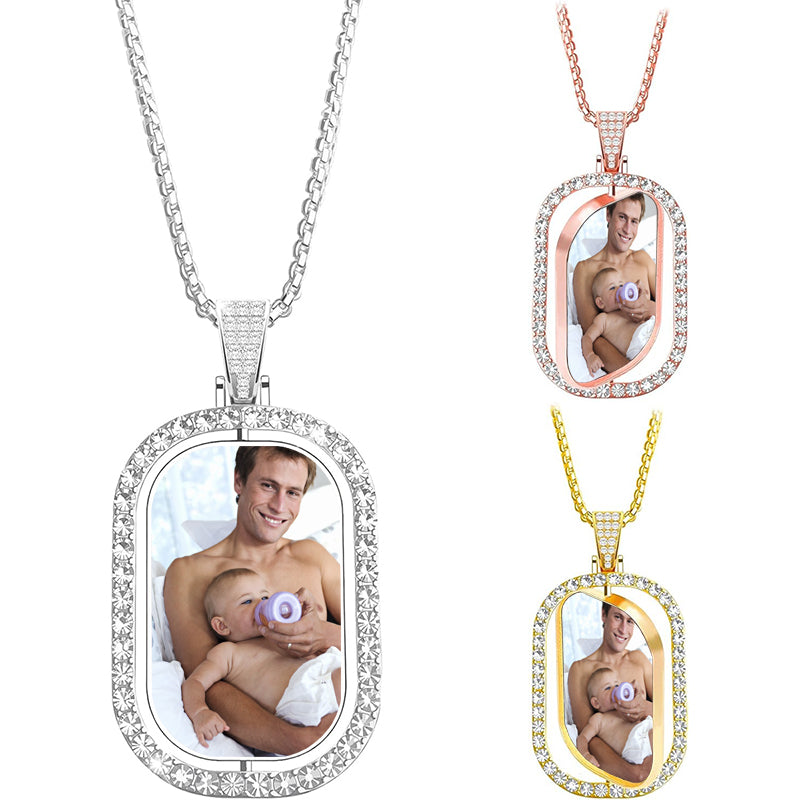 Dad Necklace, I Used To Be His Angel Necklace, Engraved Photo Necklace, Daddy's Girl Memorial Jewelry, Photo Remembrance Grief Gift Keepsake