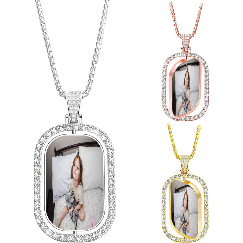 Custom Double Nameplate Necklace: Initial Necklace, Name Chain, Bling Color Personalized Jewelry