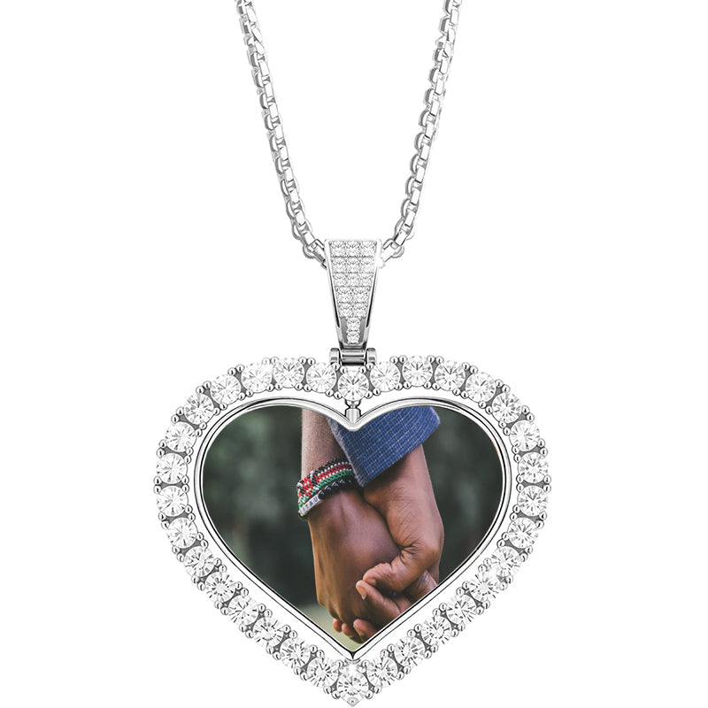 Personalized Photo Necklace - Custom Heart/Oval/Round Charm Necklaces with Picture + Chain Adjustable - Stainless Steel/Acrylic Pendant Memorial Jewelry Christmas Gifts for Women