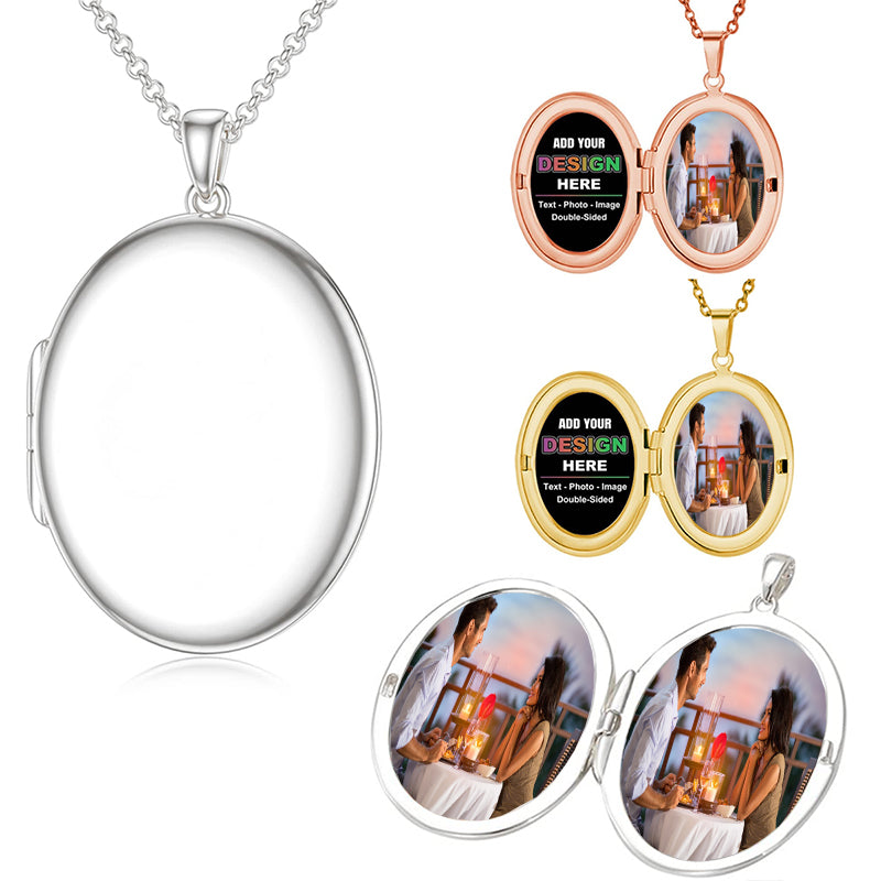 925 Sterling Silver Picture Necklace Custom Personalized Photo Necklace for Men Women Memory Necklace Jewelry Gifts for Men Boyfriend Women Christmas