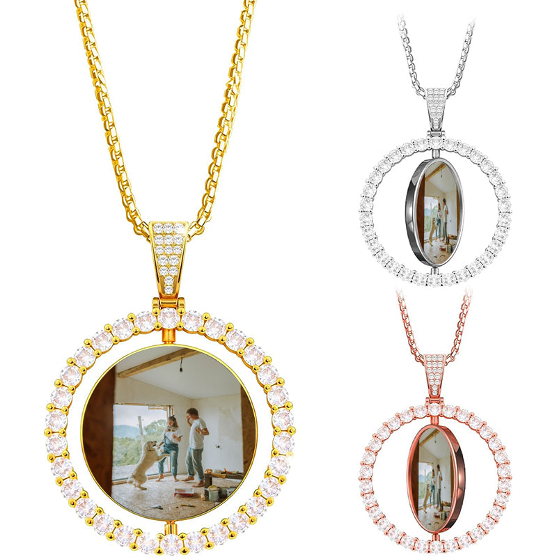 Custom Picture Nameplate Pendant Custom Photo Necklace Engraved Portrait Jewelry Personalized Family Gift for Kids & Loved Ones