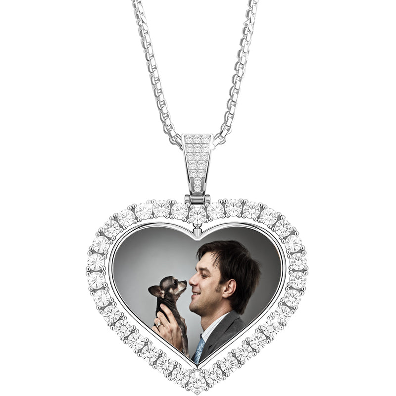 Personalized Round Photo Necklace | Custom Engraved Picture Pendant in , Silver | Valentines or Memorial Gift for Mom, Wife, Daughter