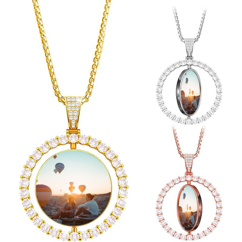 Customized Photo Necklace with Picture Inside - Personalized Projection Flower Necklace-Memorial Gift for Women on Christmas, Birthday, Valentine, Wedding