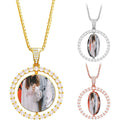 Photo Engraved Plated Large Round Necklace