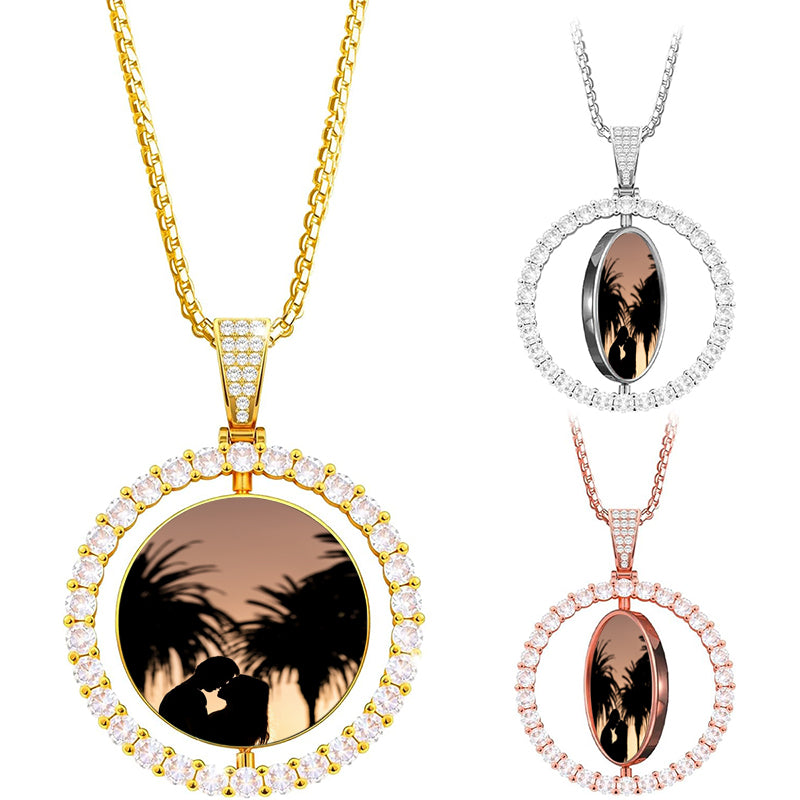 Custom Pet Photo Projection Necklace,Personalized Photo Necklace,Couple Necklace,Memorial Picture Jewelry,Wedding Graduation Gift