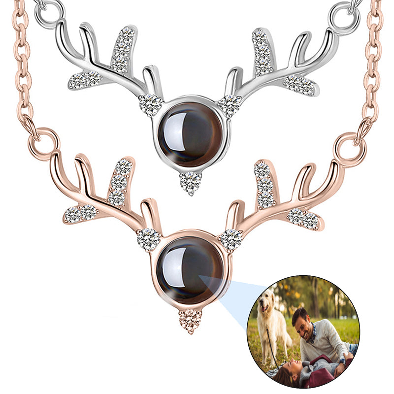 Custom Photo Projection Necklace, Paw Print Name Necklace with Heart, Pet Photo Necklace with Name,Christmas Gift for Her,Pet Memorial Gift