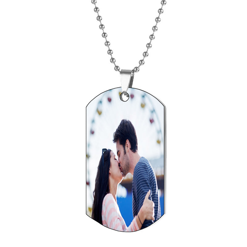 Custom Photo Necklace with Cross Pendant,Personalized Picture Necklace for Men,Photo Necklace with Text,Anniversary Gift,