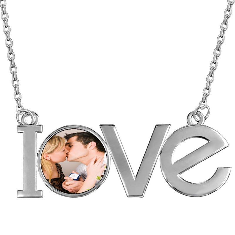 Heat Activated Hidden Photo Necklace, Personalized Picture Pendant, Geometric Heart Necklace, Custom Photo Gift for Him Her