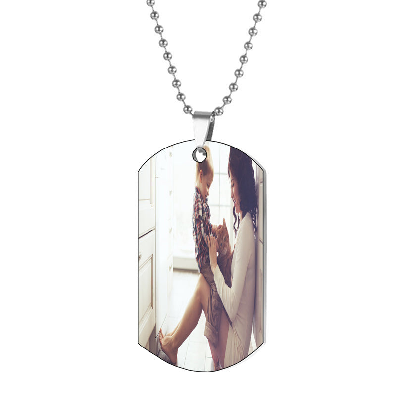 Personalized Stainless Steel Dogtag Necklace for Dad, Custom Photo Text Army Dog Tag Pendant Necklace For Father Husband Son Customized Picture Necklace For Men Women, Gift For Dad