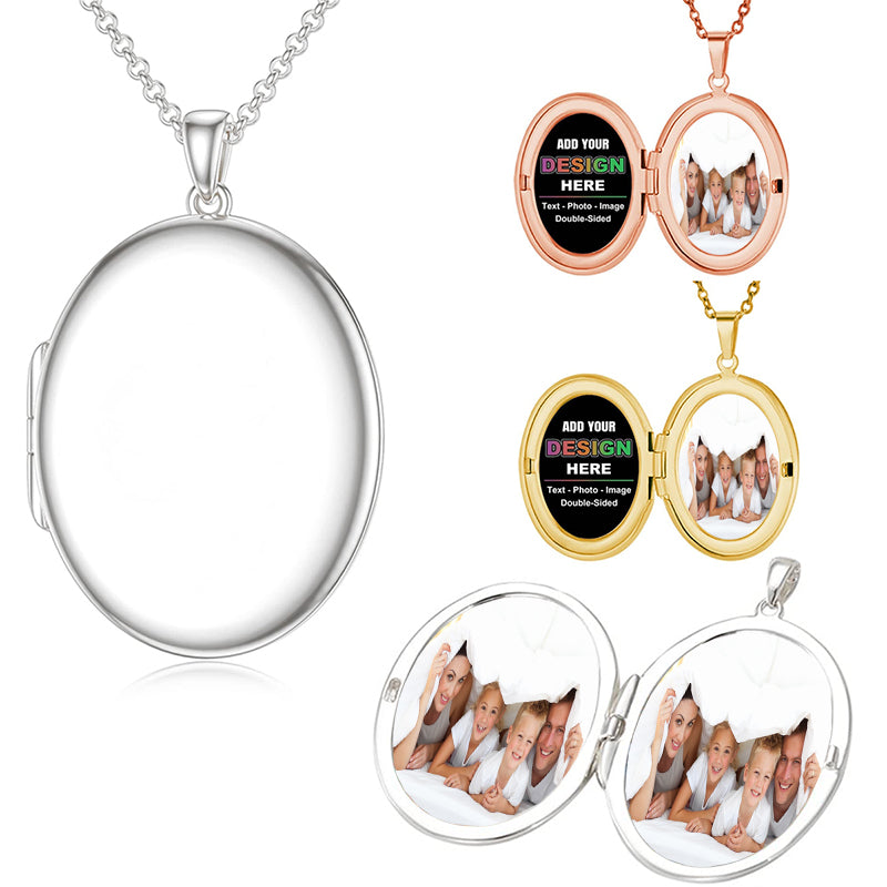 PERIMADE Opal Mountain Picture Locket ? Small Custom Photo Locket Necklace ? Sterling Silver Friendship Jewelry ? Trendy Best Friend Gift