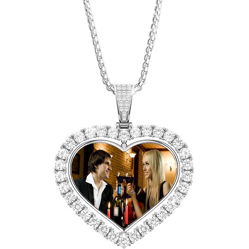 Custom squre photo pendant Bling Necklace Personalized Memory Photo Pendant, Iced Out CZ Hip Hop Jewelry Gift for Men Women, Free Engraved