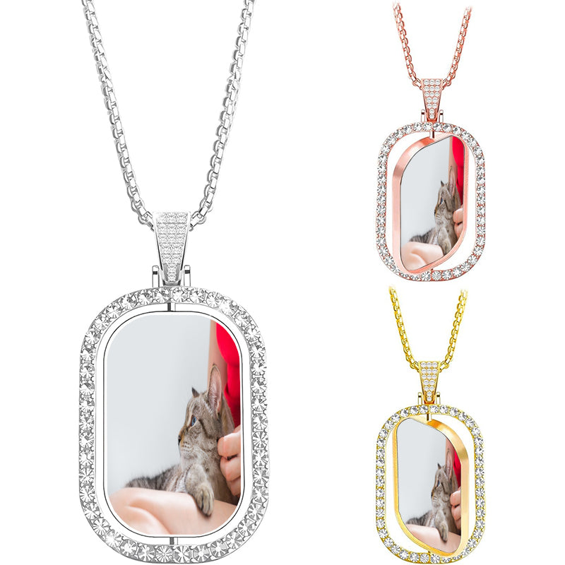 Custom Laser Engraved Crystal Photo Pendant: Personalized Memorial Necklace