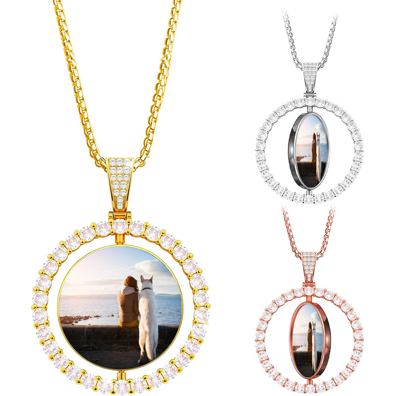 Custom Photo Necklace for Men, Projection Necklace, Picture Necklace, Memorial Photo Necklace, Birthday Anniversary Gift for Boyfriend, Dad