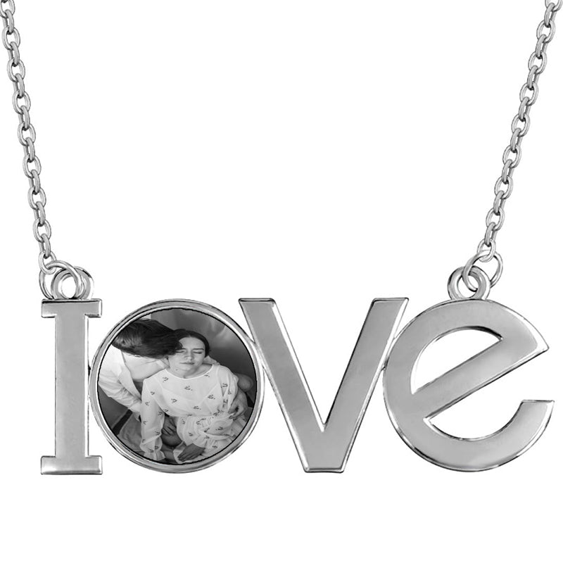 Flower Setting Custom Round Photo Picture Pendant Necklace | Remembrance Personalized Picture Necklace Gift | Icy Locket Photo Necklace