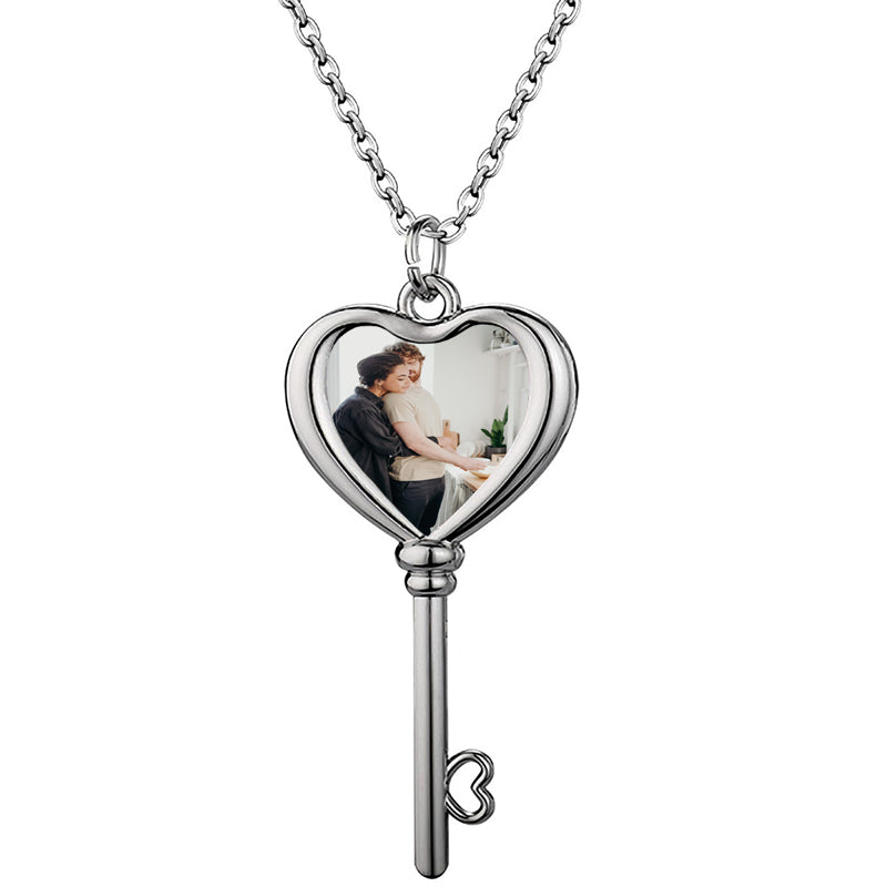 PERIMADE Custom Photo Projection Necklace ? Personalized Picture Inside Bar Pendant ? Sterling Silver Friendship Jewelry ? Best Friend Gift