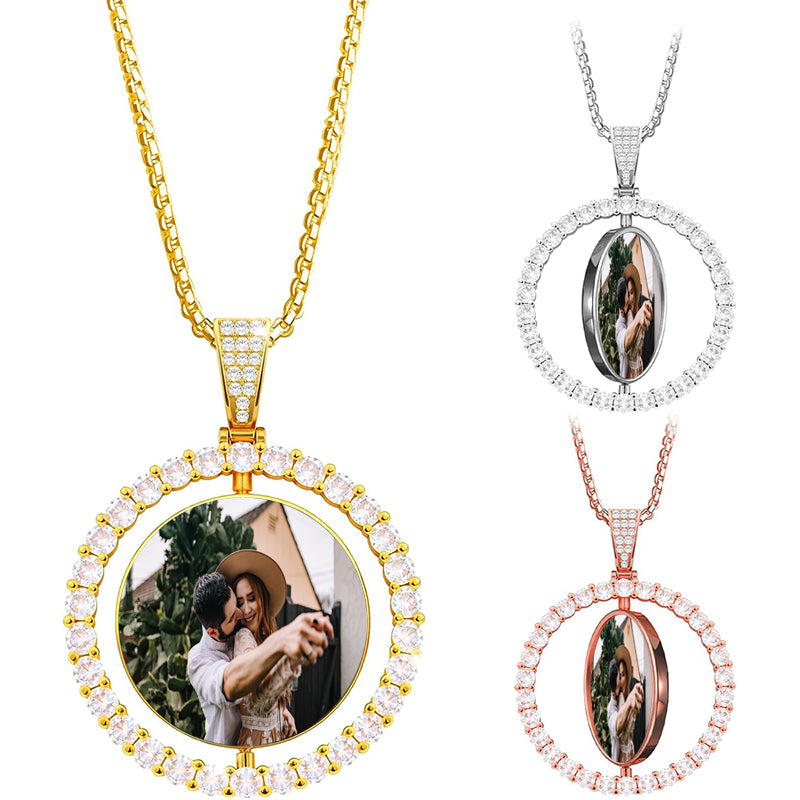 Pet Photo Projection Necklace, Pet Paw Engraving Necklace, Pet Picture Memorial Jewelry, Dog/Cat Paw Engraving Necklaces, Pet Lover Gifts