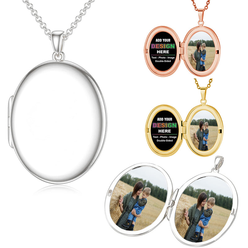 925 Sterling Silver Custom Photo Necklace with engraving - Personalized Picture Necklace - Mom Mimi Nana Bridesmaid Pendant