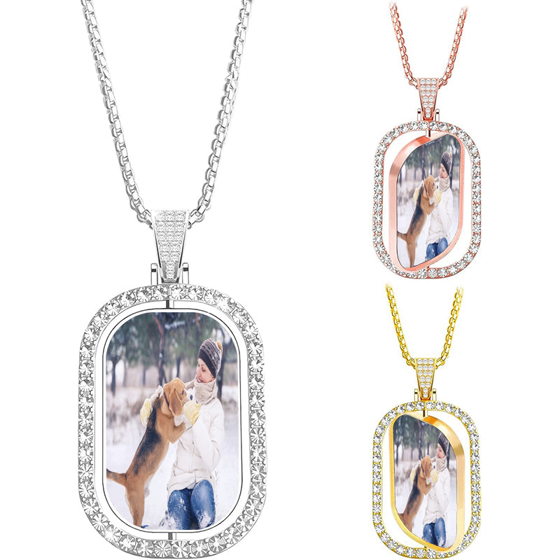 Handmade Forget Me Not Necklace with Photo, Photo Locket Necklace, Sparkling Necklace, Flower Heart Locket, Christmas Gift, Gift for Her