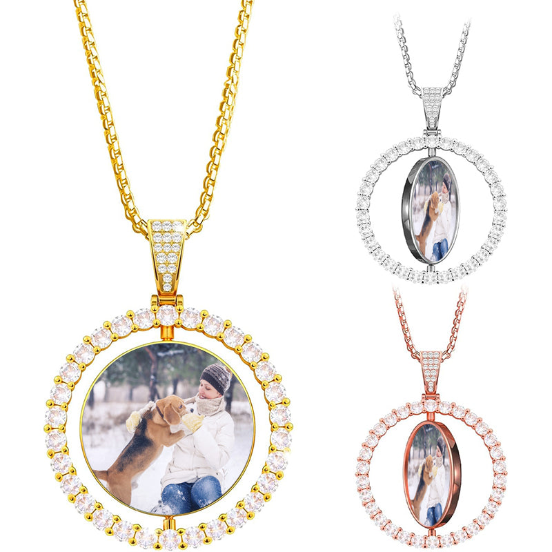 Photo Necklacce/Dog Tag Necklace for Men,Personalized Memorial Photo Pendant for Women Man (with Jewelry Gift Packaging)