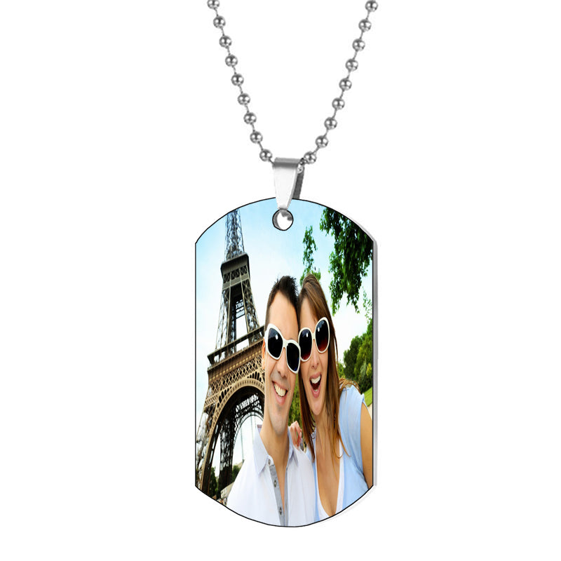 Personalized Sterling Silver Initial Tag Necklace: Dainty Rectangle Pendant