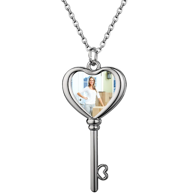 Custom Picture Necklace,Personalized Photo Necklace Memory Circle Chain with Angel Wings Pendant,Gift for Men Women