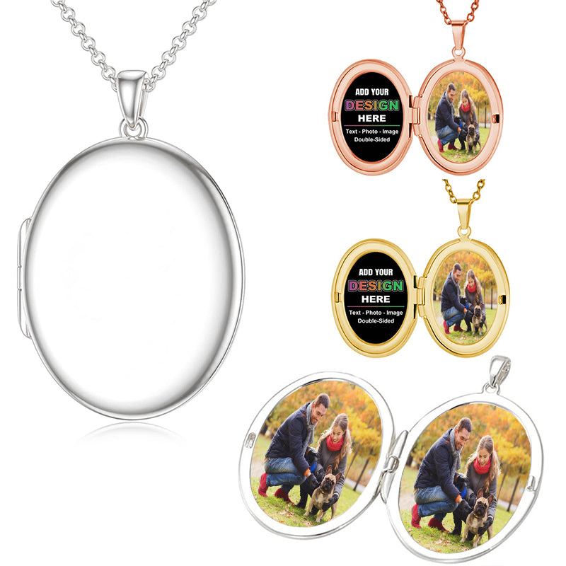 Personalized Photo Necklace: Sterling Silver Oval Pendant, Custom Memorial Jewelry